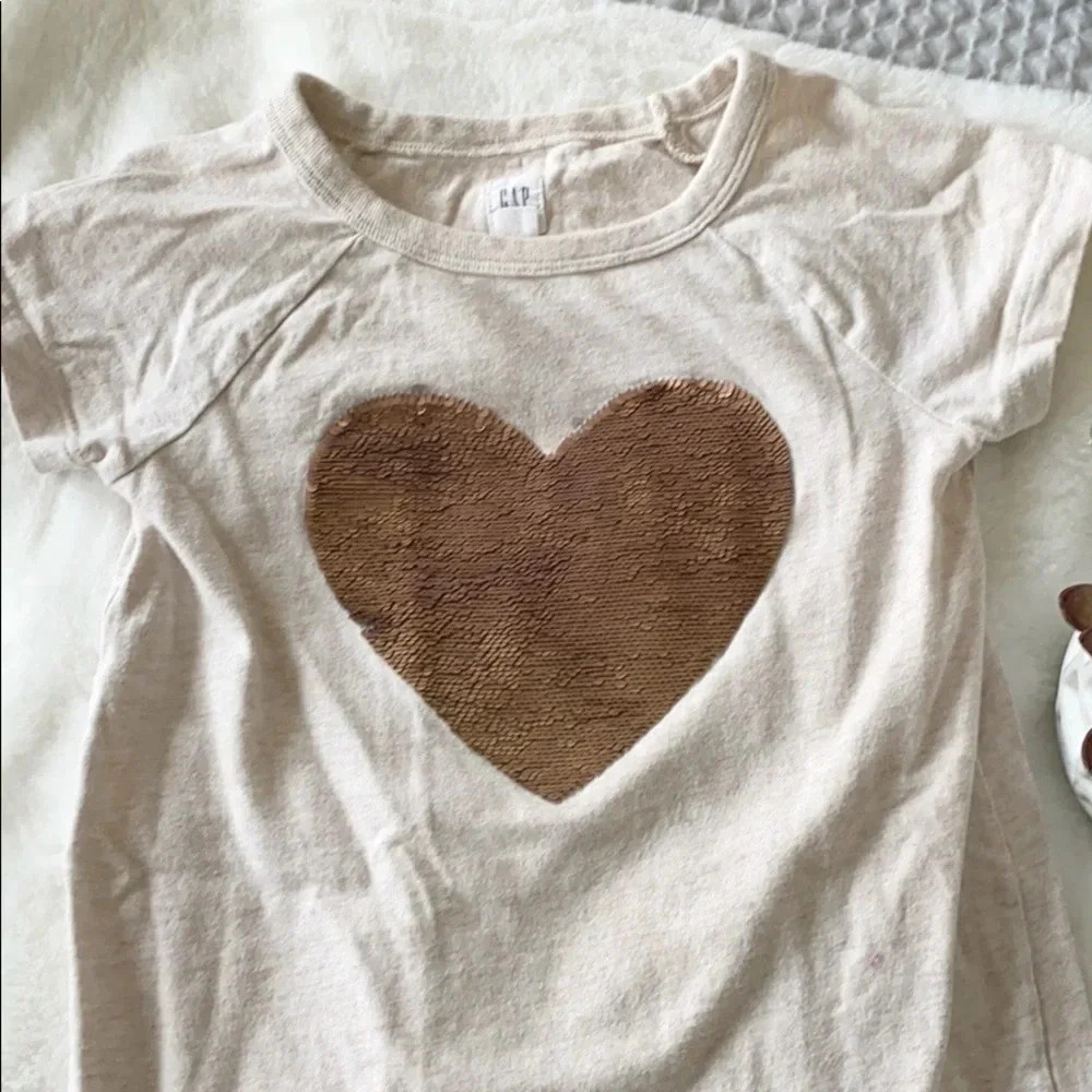 Gap Kids Heart Sequin Tunic Ruffle Top - Picture 2 of 7
